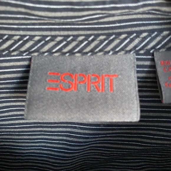 Esprit Men's Charcoal/Black Stripe Long Sleeve‎ Button Up Shirt Size Medium - Picture 2 of 10